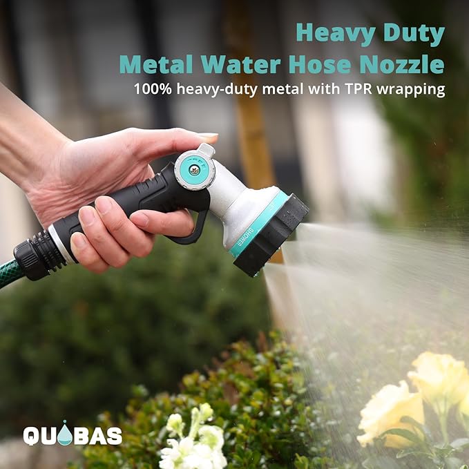 Garden Hose Nozzle Heavy Duty, 6 Adjustable Spray Patterns, Water Sprayer Nozzle with Thumb Control & Soaker Mode, Slip Resistant Hose Sprayer Nozzle for Watering Lawn, Car Wash, Pet Cleaning & Patio