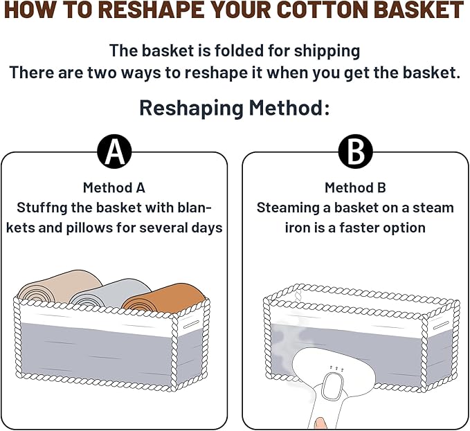 MiniArk Large Shallow Organizing Baskets 15x11x5.1 Inches - Rope Woven Storage Bins for Bathroom, Shelves, Cube Closet, Mixed Grey 2 Packs