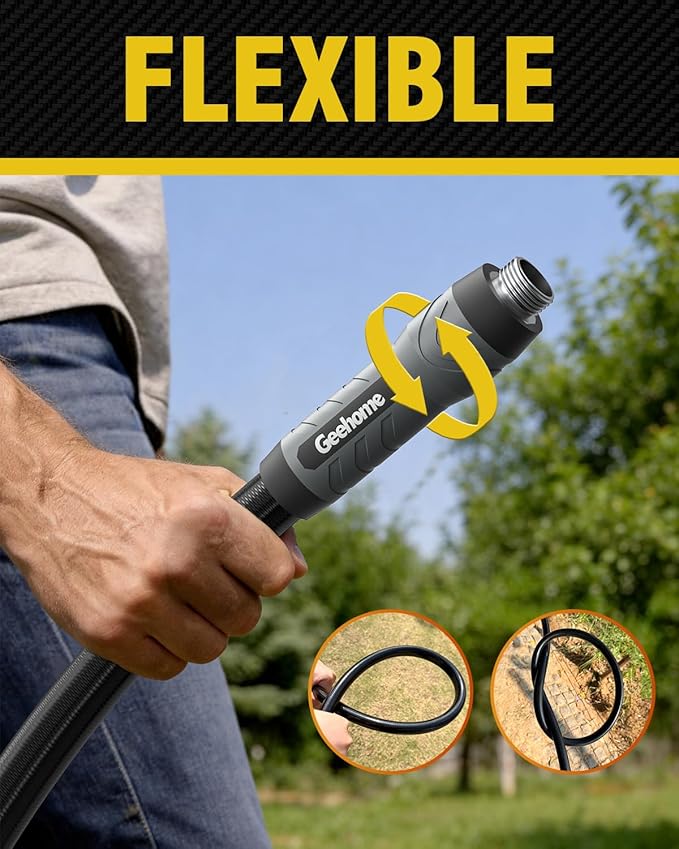 100ft Polyurethane Garden Hose, 5/8 in Lightweight Flexible Water Hose with Swivel Fittings, All-Weather, No-Kink Memory, Commercial Duty, Perfect for Home and Commercial Applications