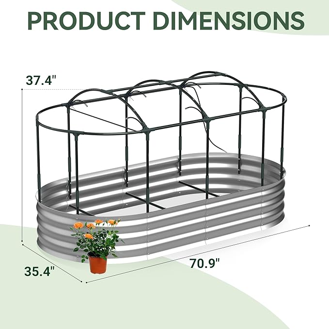 Lineware Raised Garden Bed with Sprinkler Timer and Self-Watering System, 6x3x1 ft Elevated Planter Boxes Outdoor with Mesh Cover, Galvanized Raised Beds for,Vegetables,Flowers, Backyard, Patio