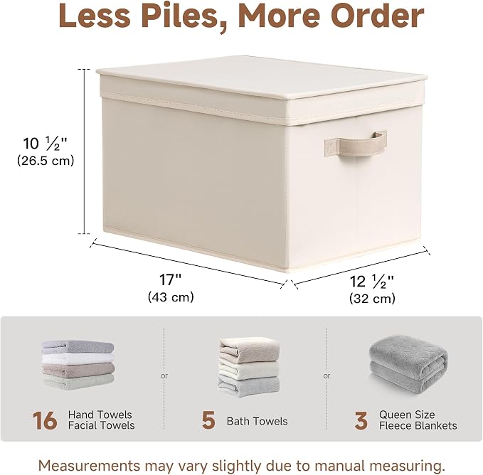 StorageWorks Fabric Storage Bins with Lids, Closet Storage Bins