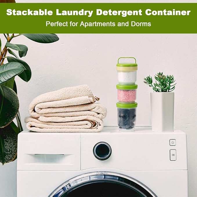 Portable Laundry Detergent Dispenser with Handle, 3 Tier Stackable