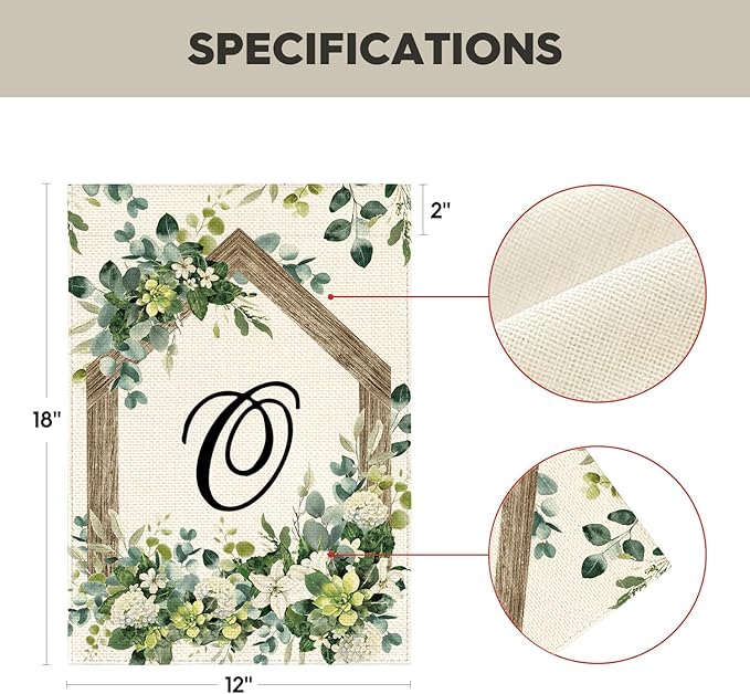 AVOIN colorlife Initial Letter O Monogram Garden Flag 12x18 Inch Double Sided Outside, Spring Floral Family Last Name Yard Decoration
