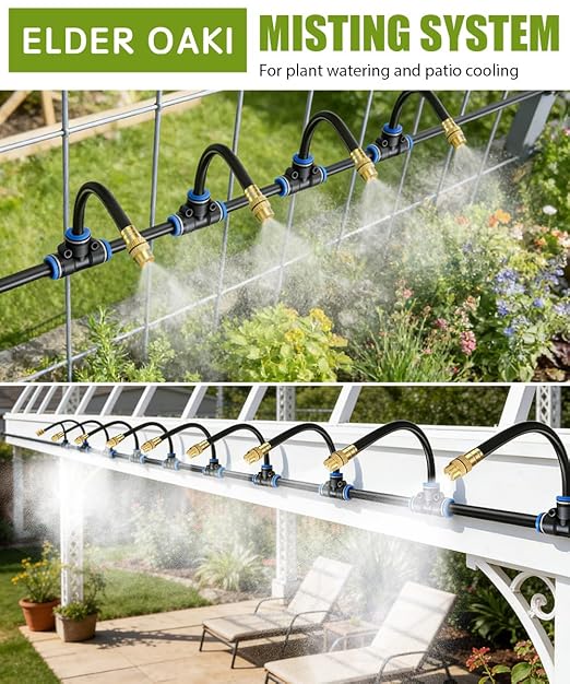 80FT Easy-Snap Garden Irrigation System for Raised Beds & Greenhouses, Upgraded 8mm (5/16") High-Flow PE Tubing with 30 Bendable 360° Copper Nozzles, Quick-Connect Plant Watering Kit (Not 1/4" Tube)