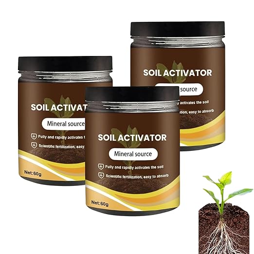 Soil Activator, Professional Bone Meal Fertilizer, Dirt Health Booster, Liquid Fertilizer for Indoor & Outdoor Plants Premium Soil Activated Treasure for Potting Mix, and Seedling Compost (3 PCS)