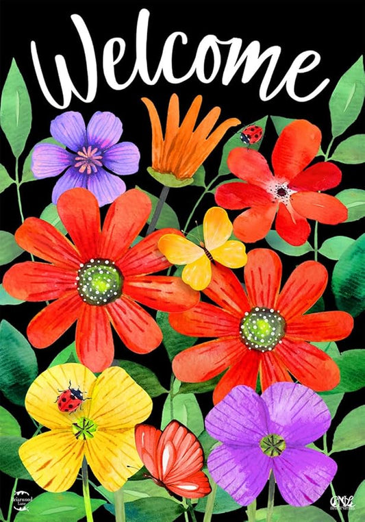 Whimsy Flowers Spring Garden Flag 12.5" x 18" Briarwood Lane