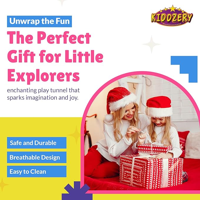 Kids Play Tunnel Set for Toddlers Double Tunnels for Indoor and Outdoor Fun | Pop-Up Crawl Tunnels for Babies, Toddlers, and Pets | Easy to Set Up, Store, and Transport | Durable and Breathable