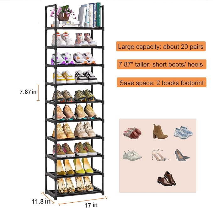 OYREL Shoe Rack - Sturdy Metal Shoes Storage Organizer for Closet, Entryway