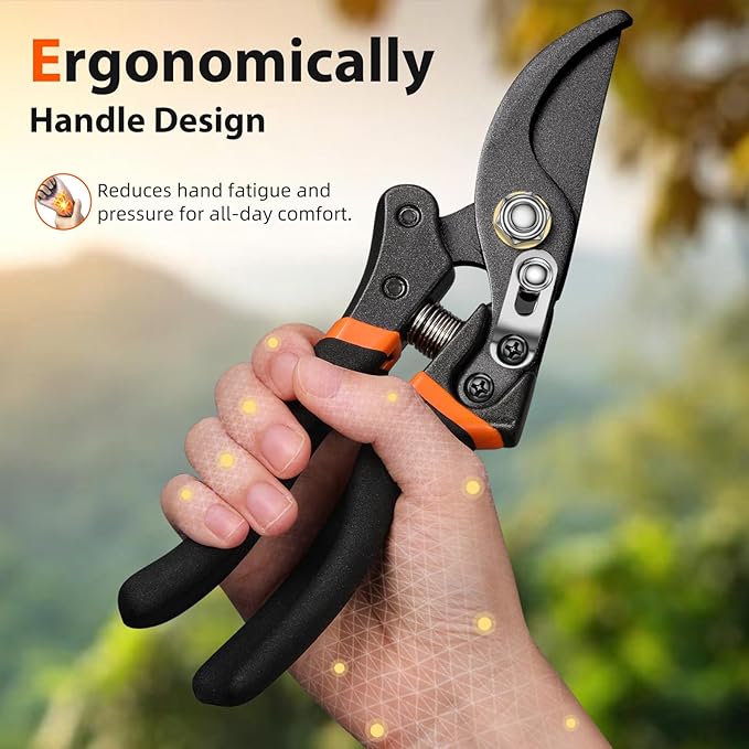 Pruning Shears for Gardening - DECERK 8.5" Professional Bypass Garden Scissors & Clippers, Super Sharp SK5 Blade, Ergonomic Handle Heavy Duty Hand Held Pruners, Gardening Gift for Women Men, 2025 Tool
