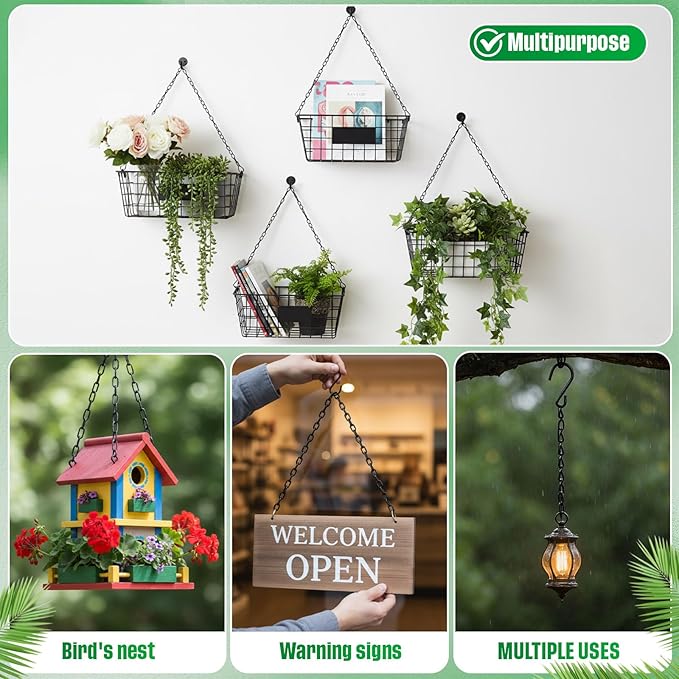 EBOOT 2 Pcs Hanging Chain for Bird Feeders, Planters, Lanterns and Ornaments (23.6 Inch,Black)