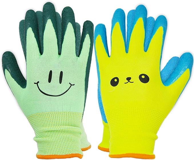 Kids Gardening Gloves for Ages 2-12 Toddlers, Youth, Girls, Boys, Children Garden Gloves for Yard Work (Size 3 for 5, 6 Year Old)