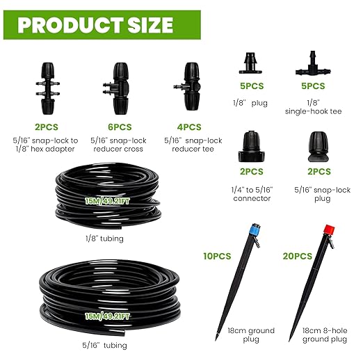 100FT Drip Irrigation Kit for Garden, Adjustable DIY Plant Watering System for Raised Beds & Greenhouse, 5/16" Main Tubing & 1/8" Micro Tubing Included