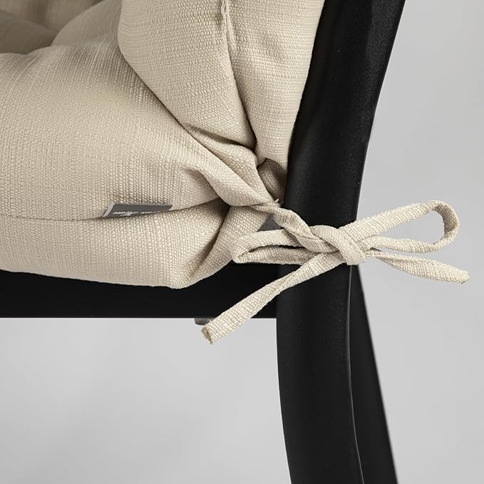 FUNHOME Outdoor High Back Chair Cushions Set of 2,Reversible Lawn Chair Cushion 44 x22 inch,Water Resistant Tufted Adirondack Chair Cushion,for Garden Rocking Chair,Patio Furniture(Antique Beige)
