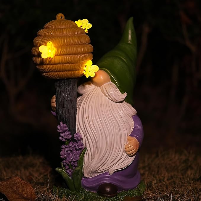 Zayton Solar Garden Outdoor Gnome Statues Yard Resin Decoration Gift Handmade Housewarming Gift for Patio Yard Lawn Waterproof Cracking
