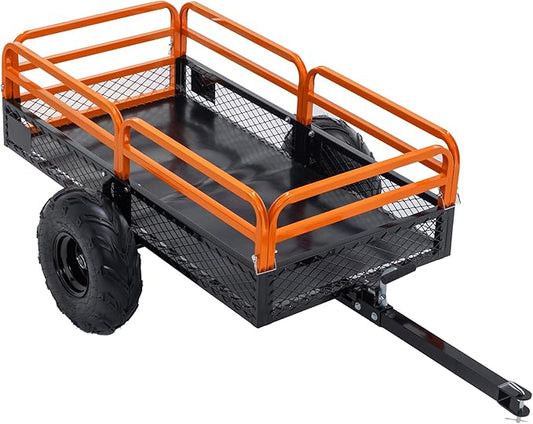 Utility Garden Wagon Dump Cart Trailer, 15 Cu.Ft. Load & 1500 lbs Capacity, Heavy Duty Yard Dump Wagon with Steel Frame ATV, UTV, Farm, Garden,Black