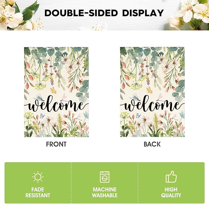 AVOIN colorlife Spring Daisy Flowers Garden Flag 12 x 18 Inch Double Sided, Seasonal Welcome Yard Outdoor Flag