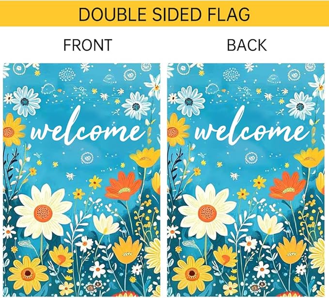 Spring Summer Garden Flag 12x18 Double Side For Outdoor Courtyard Garden Decor Flowers Welcome Holiday Flag For Outside Decoration
