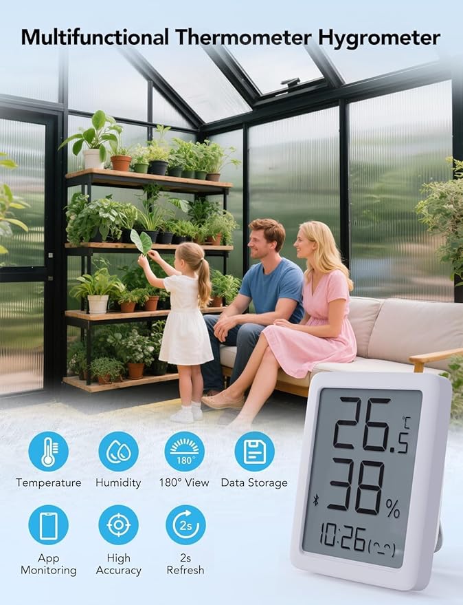 6x8 FT Garden Greenhouse with Hygrometer, Polycarbonate Greenhouse with Heavy Duty Aluminum Frame, Quick Setup Plant Gardening Green Houses for Outside with Lockable Door & Vented Roof Window