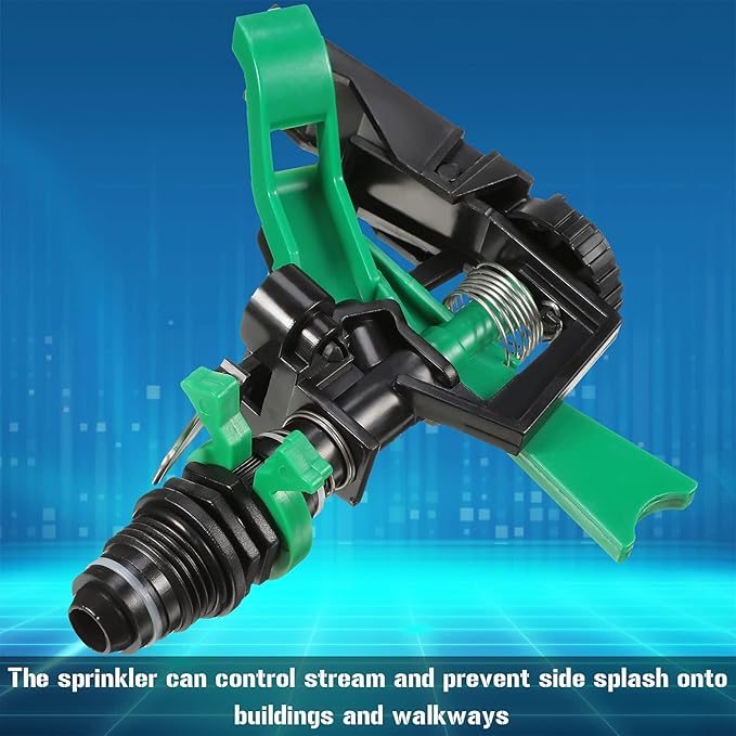 Honoson 1/2 Inch Plastic Impact Sprinklers Heads Adjustable 0-360 Degree Pulsating Oscillating Watering Sprinkler Head for Garden Law Grass Yard Irrigation Supplies (8 Pcs,Green)