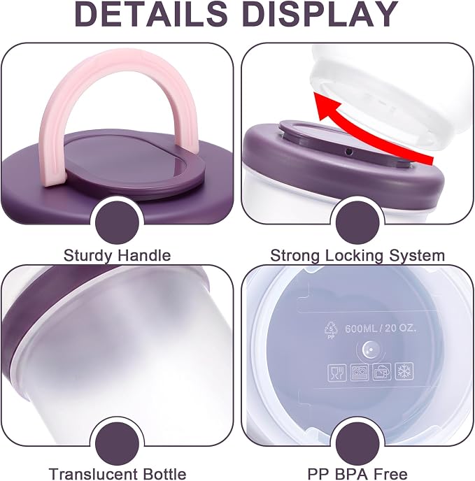 Portable Laundry Detergent Dispenser with Handle, 4 in 1, Purple