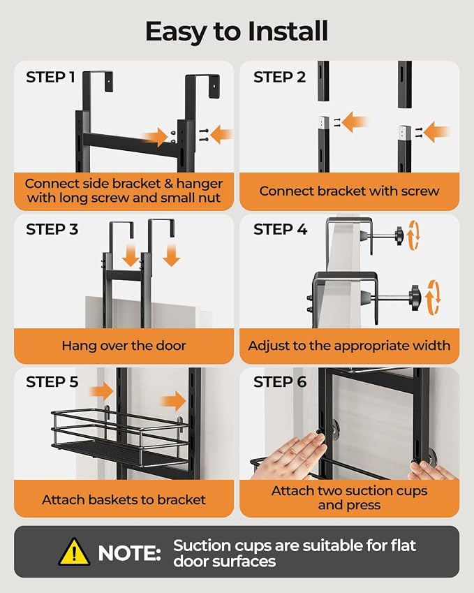 Over the Door Pantry Organizer 5-Tier,Spice Rack Organizer for Cabinet