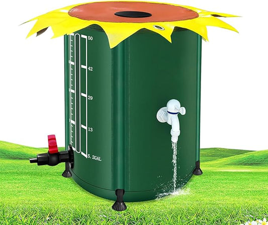 53 Gallon Collapsible Rain Barrel, Rain Water Collection Barrel with 1000D Oxford Cloth, Portable Rainwater Collection System with Spigot and Overflow Kit