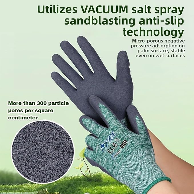 KDK Gardening Gloves for Women and Men, ECO Recycled Polyester Work Gloves with Latex Coating