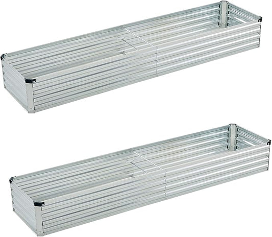 Foxlang 6x1.5x1ft(2 Pack) Galvanized Raised Garden Bed,Outdoor Planter Box Metal Patio Kit Planting Bed for Vegetables Flowers Herb,Silver