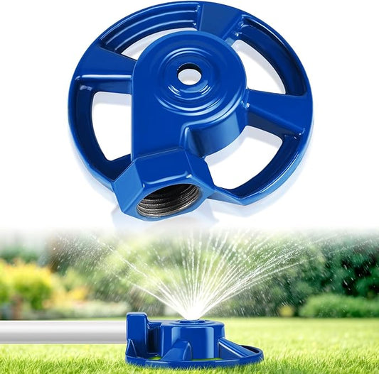 Domensi 1 Pack Cast Iron Lawn Sprinklers for Yard Heavy Duty Metal Garden Water Sprinkler American Threaded Joints for Lawn Garden Yard Irrigation System, Blue