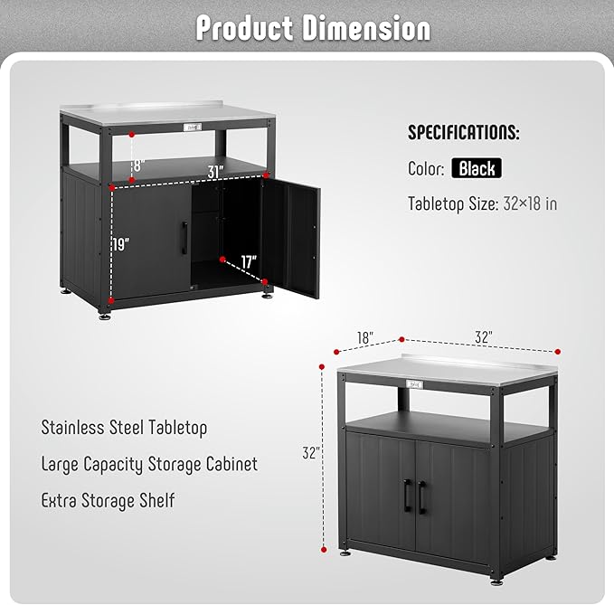 Feasto Garden Potting Bench with Storage, Outdoor Potting Table & Garden Work Bench for Plants, Horticulture, Outdoor Potting Station with Stainless Steel Tabletop, Outdoor Work Table