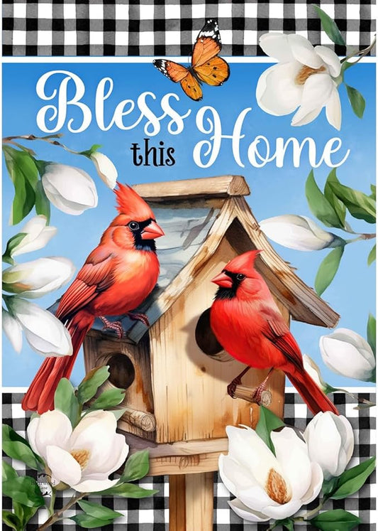 Briarwood Lane Bless This Home Cardinal Garden Flag