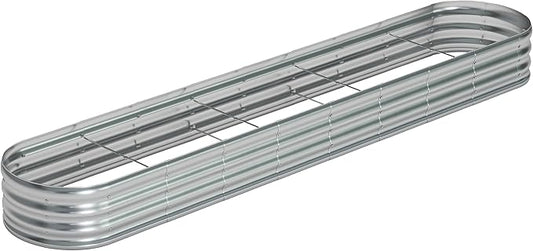 12x1.5x1FT Galvanized Raised Garden Bed Kit,Vegetable Boxes-Oval Metal Flower Box,Large Planter Raised Beds Outdoor Garden for Planting,Fruit,Herb-Silver