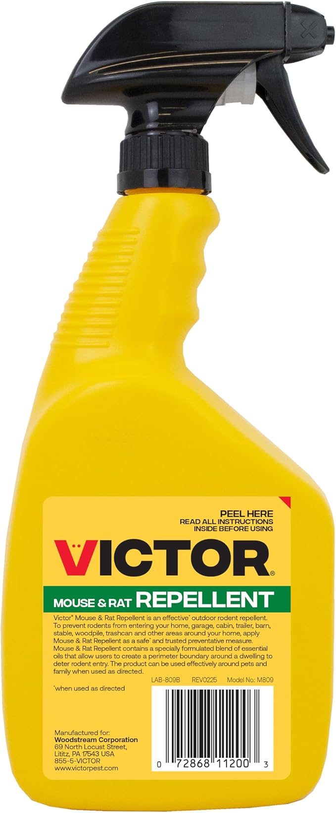 Victor Mouse and Rat Repellent Spray, 32 oz Bottle | Up to 67 Linear Feet Coverage, Natural Essential Oil Formula for Indoor & Outdoor Rodent Control, Ready to Use Pest Repellent
