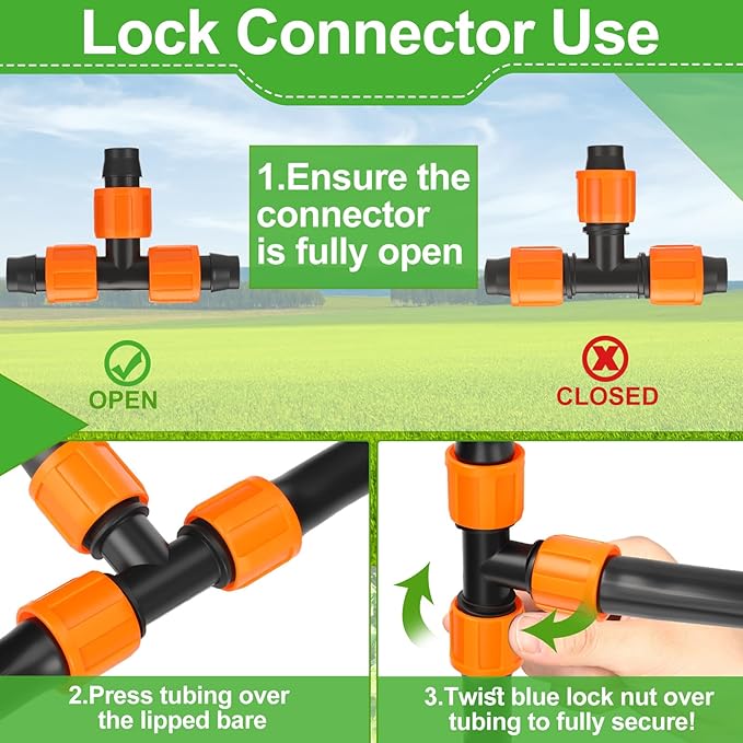 Tujoe 50 Pcs Drip Irrigation Tee Fittings 5/8 Inch Universal Tee Connector Drip Tubing Fittings Barbed Compatible with Most 16-17 mm Garden Hose Tubing Sprinkler Systems