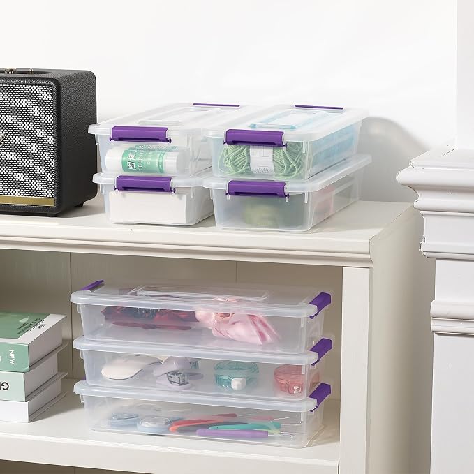 novelinks 4 Quart Clear Plastic Storage Containers with Lids (8 Pack)