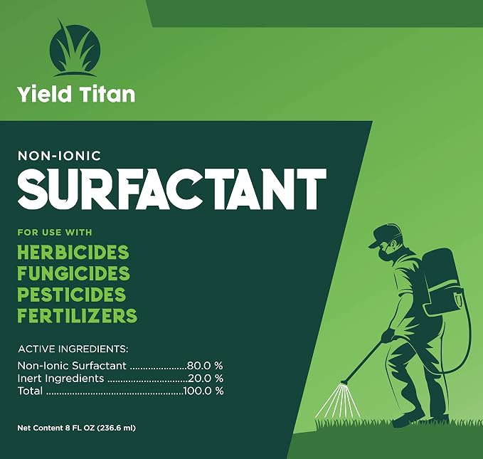 Yield Titan's Non-Ionic 80/20 Surfactant for Herbicides, Pesticides, Fertilizers and Fungicides to Increase Product Penetration 1 Pack of 8oz (8 OZ)