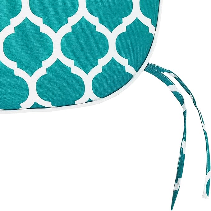 SleepMan Outdoor 17"x16" Chair Cushions with Ties Set of 8, Water Resistant All Weather U-Shape Seat Pads for Patio Garden Furniture Indoor Fade Resistant Patio Cushions (Aqua Plaid)