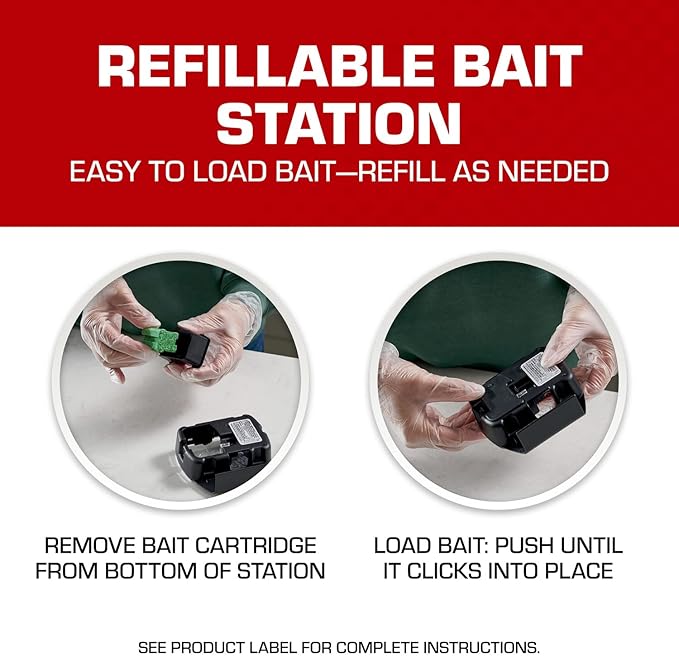 Tomcat Mouse Killer Child & Dog Resistant, Refillable Station for Indoor and Outdoor, 1 Station and 4 Poison Block Refills (Pack of 2)