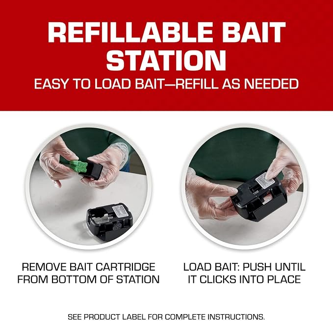 Tomcat Mouse Killer, Child & Dog Resistant, Refillable Station and 16 Baits | Weather-Resistant Indoor/Outdoor Bait Station with Clear Monitoring Lid, 1 Station and 16 Bait Blocks