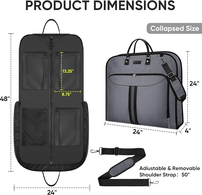 BALEINE Garment Bags for Travel, Water Resistant Carry on Suit Bag