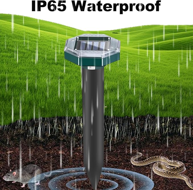 10 Pack Mole Repellent Solar Powered Snake Repellent for Yard- Ultrasonic Pest Repeller Gopher Rodent Rat Mouse Groundhog Skunk Chipmunk Vole Remover for Lawns Garden Yard Outside(10)