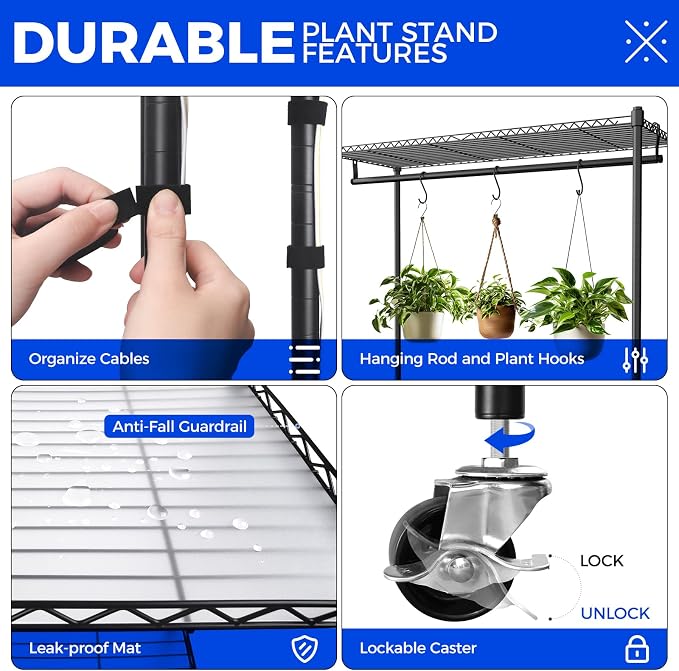 Barrina CX3 Plant Stand with Grow Light, 4-Tier, 108W, 35.4x13.8x70.9IN | 3FT 5000K Full Spectrum Plant Lamps, Indoor DIY Plant Shelf, Flower Pot Display Rack, Greenhouse, Wheel, Mechanical Timer