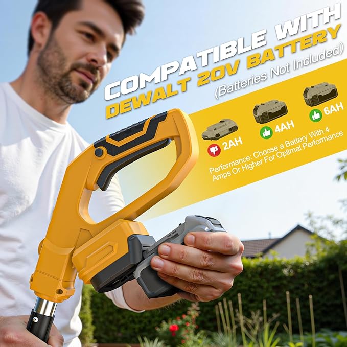 Cordless Tiller Cultivator Compatible with Dewalt 20V Battery(Tool Only), 450RPM Electric Tiller for Gardening, 9"x6.3" Tilling, 48 Reinforced Steel Tines Rototiller for Lawn/Soil Cultivation