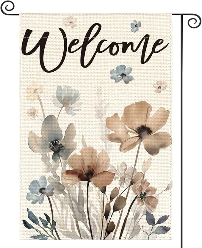 AVOIN colorlife Watercolor Flowers Garden Flag 12x18 Inch Double Sided Outside, Spring Summer Fall Seasonal Floral Welcome Yard Outdoor Flag
