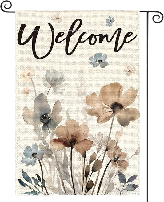 AVOIN colorlife Watercolor Flowers Garden Flag 12x18 Inch Double Sided Outside, Spring Summer Fall Seasonal Floral Welcome Yard Outdoor Flag