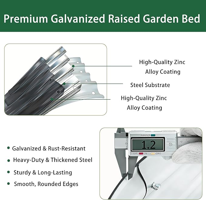 6×3×1 ft Gray Metal Galvanized Raised Garden Bed, Easy Assembly Outdoor Garden Planter for Gardening Fruit, Vegetables, Flowers & Herbs