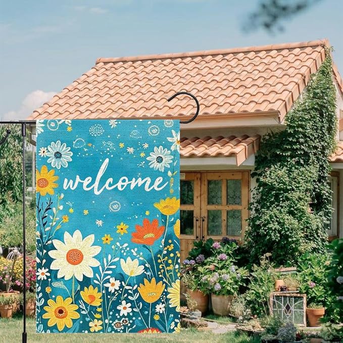Spring Summer Garden Flag 12x18 Double Side For Outdoor Courtyard Garden Decor Flowers Welcome Holiday Flag For Outside Decoration