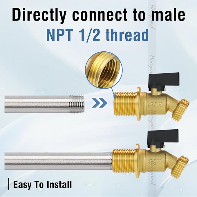 rain barrel spigot kit, 3/4" GHT brass water barrel spigot kit with bulkhead fitting, spigot for rain barrel, 5, 25, 50, 55 gallon barrel bucket hose connector for rain water collection