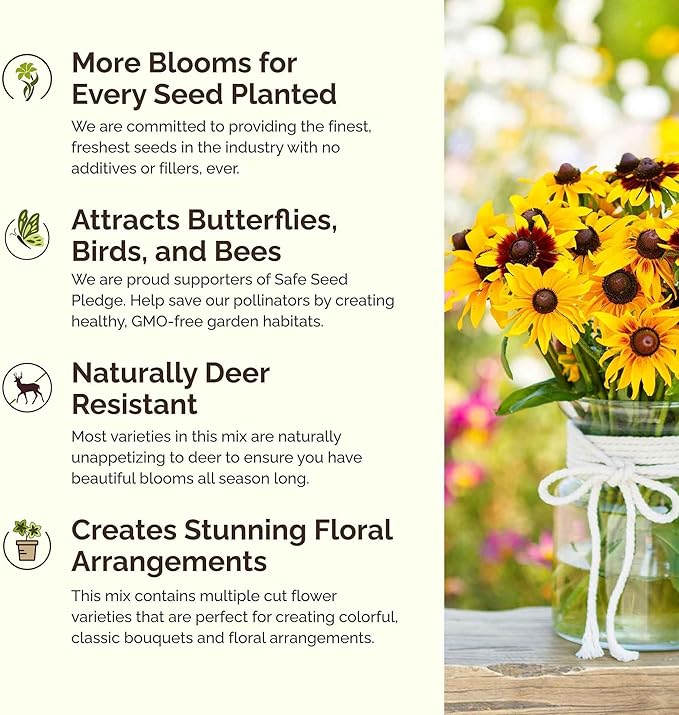 Eden Brothers Ohio Wildflower Mixed Seeds for Planting, 5 lbs, 2,400,000+ Seeds with Sweet William, Cornflower | Attracts Pollinators, Plant in Spring or Fall, Zones