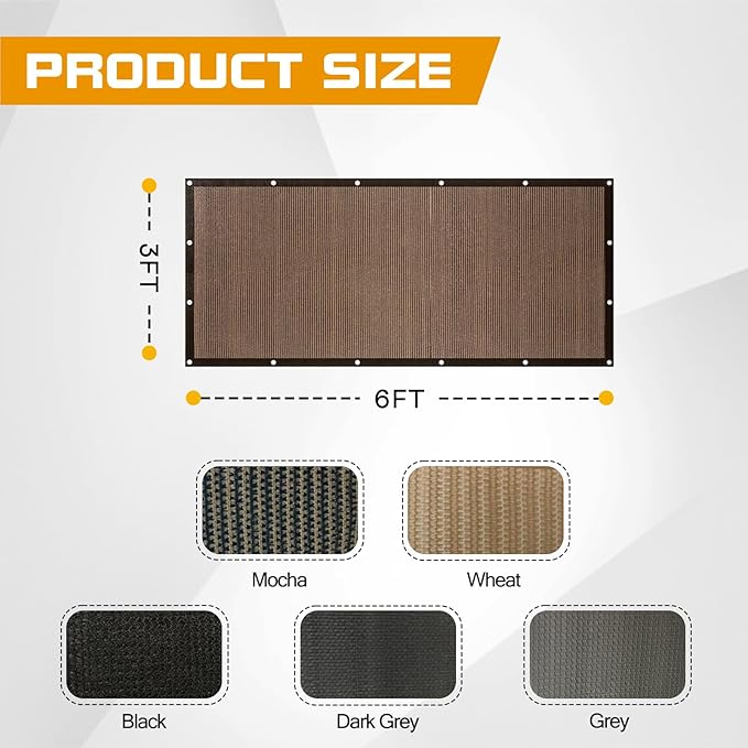 3'x 6' Pergola Shade Cover, Mocha Outdoor Sun Shade Cloth with Grommets UV Block Privacy Screen for Patio, Garden, Backyard